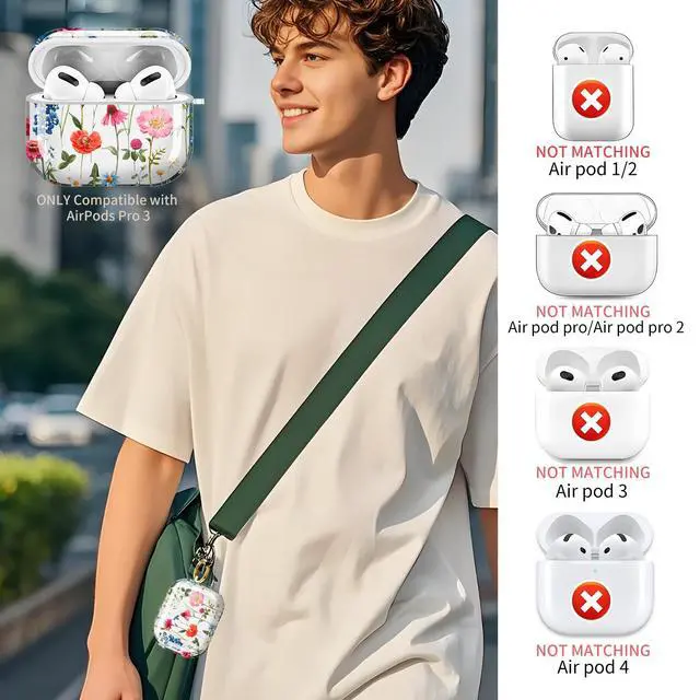 Alt view image 2 of 6 - for Cute Airpods Pro 3 Case Clear, Soft TPU Air Pods Pro 3rd Generation Cover Protective Skin Girl Women with Gold Keychain for iPod Pro 3 Gen 2025 - Beautiful Floral