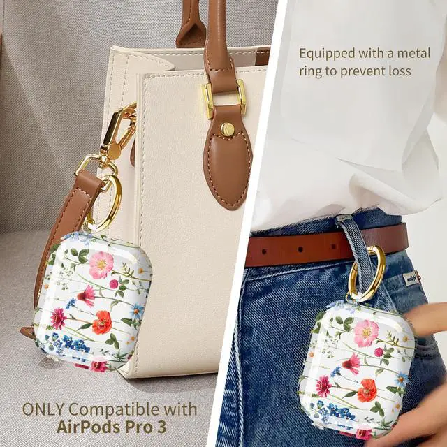 Alt view image 4 of 6 - for Cute Airpods Pro 3 Case Clear, Soft TPU Air Pods Pro 3rd Generation Cover Protective Skin Girl Women with Gold Keychain for iPod Pro 3 Gen 2025 - Beautiful Floral