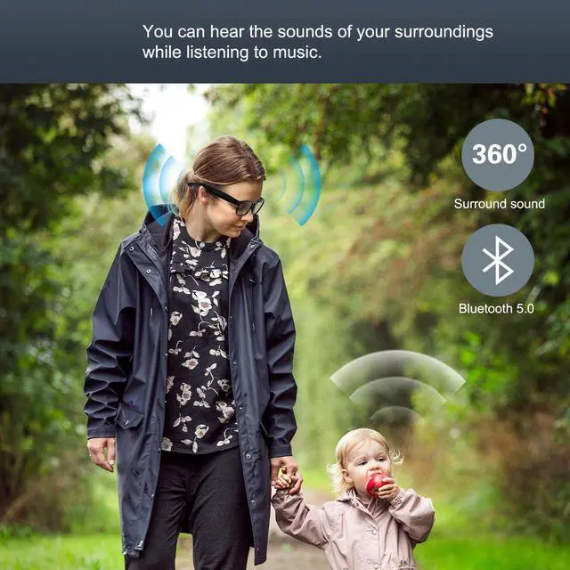 Alt view image 6 of 6 - Smart Bluetooth Glasses Audio Safety Work Glasses with Bluetooth Speaker for Men Women Mic Voice Assistant, Ultra light and Comfortable Design (Clear Lens)