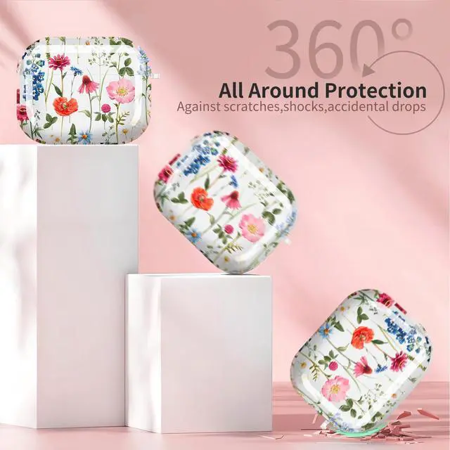 Alt view image 6 of 6 - for Cute Airpods Pro 3 Case Clear, Soft TPU Air Pods Pro 3rd Generation Cover Protective Skin Girl Women with Gold Keychain for iPod Pro 3 Gen 2025 - Beautiful Floral