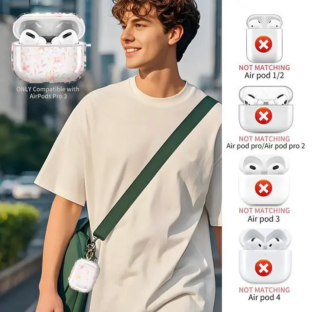 Alt view image 2 of 6 - for Cute Airpods Pro 3 Case Clear, Soft TPU Air Pods Pro 3rd Generation Cover Protective Skin Girl Women with Gold Keychain for iPod Pro 3 Gen 2025 - Cute Pink Flower Bow