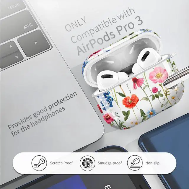 Alt view image 3 of 6 - for Cute Airpods Pro 3 Case Clear, Soft TPU Air Pods Pro 3rd Generation Cover Protective Skin Girl Women with Gold Keychain for iPod Pro 3 Gen 2025 - Beautiful Floral