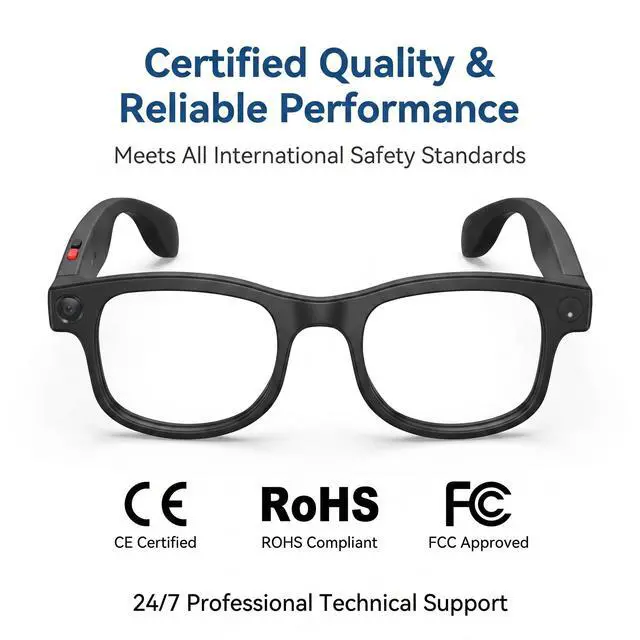 Alt view image 3 of 7 - AI Smart Glasses with Voice Assistant & 1080P Camera, Bluetooth Audio & Real-Time Translator; with Anti-Shake Video, Magnetic Charging, Interchangeable Lens, Hands-Free Calling & Music