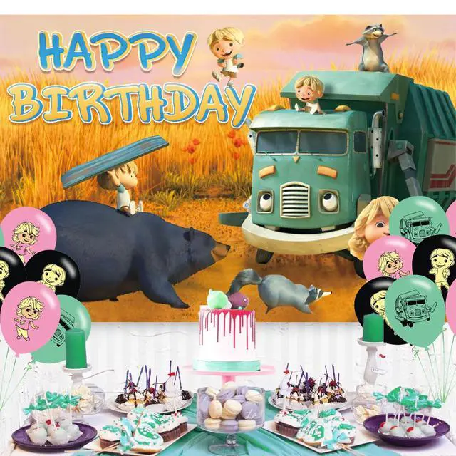 Alt view image 6 of 7 - Trash Truck Birthday Party Backdrop, Decoration, and Banner - Photo Background Props for Boys and Girls - 5x3ft