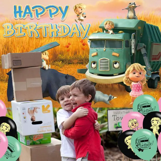 Alt view image 7 of 7 - Trash Truck Birthday Party Backdrop, Decoration, and Banner - Photo Background Props for Boys and Girls - 5x3ft