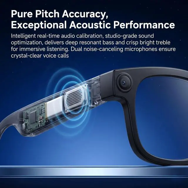 Alt view image 6 of 7 - AI Smart Glasses with Voice Assistant & 1080P Camera, Bluetooth Audio & Real-Time Translator; with Anti-Shake Video, Magnetic Charging, Interchangeable Lens, Hands-Free Calling & Music