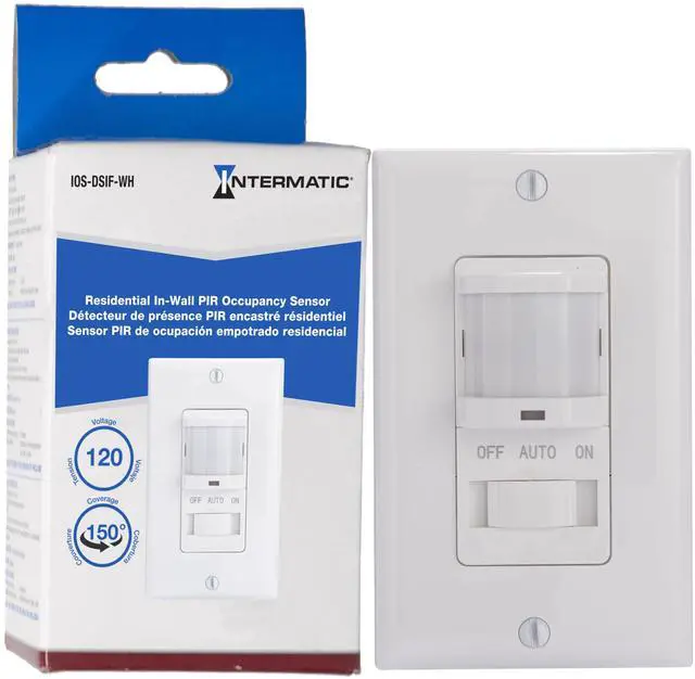 Main image of iOS-DSIF-WH in-Wall Motion Sensor Switch, White | Automated Lighting Control with Adjustable Time Delay, Fits Standard Decorator Wall Plate and Standard Wall Boxes