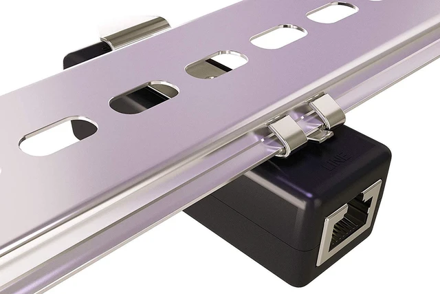 Alt view image 3 of 5 - DIN Rail Mount Ethernet Surge Protector (2 Pack) - TP309x2 PoE+ and Gigabit (1000 Mbps) compatibility, easily clips onto 19 in rack or DIN rail
