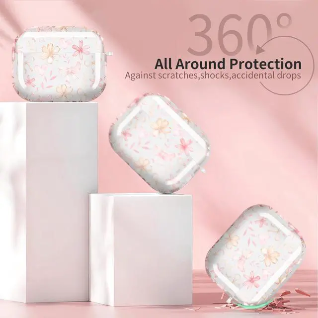 Alt view image 6 of 6 - for Cute Airpods Pro 3 Case Clear, Soft TPU Air Pods Pro 3rd Generation Cover Protective Skin Girl Women with Gold Keychain for iPod Pro 3 Gen 2025 - Cute Pink Flower Bow