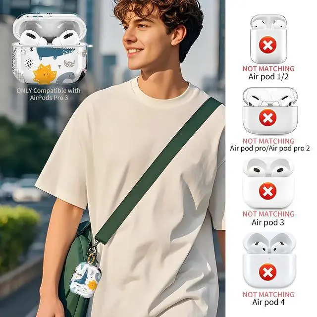 Alt view image 2 of 6 - for Cute Airpods Pro 3 Case Clear, Soft TPU Air Pods Pro 3rd Generation Cover Protective Skin Girl Women with Gold Keychain for iPod Pro 3 Gen 2025 - Cartoon Dinosaurs