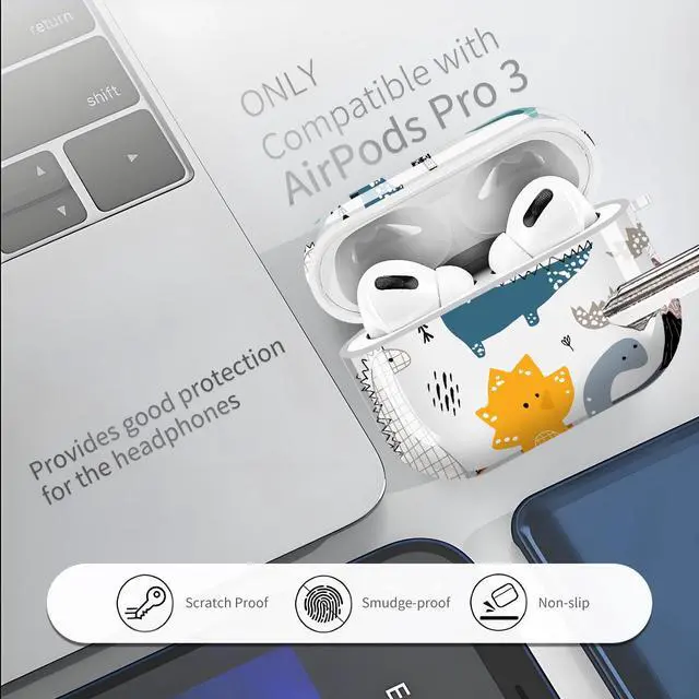 Alt view image 3 of 6 - for Cute Airpods Pro 3 Case Clear, Soft TPU Air Pods Pro 3rd Generation Cover Protective Skin Girl Women with Gold Keychain for iPod Pro 3 Gen 2025 - Cartoon Dinosaurs