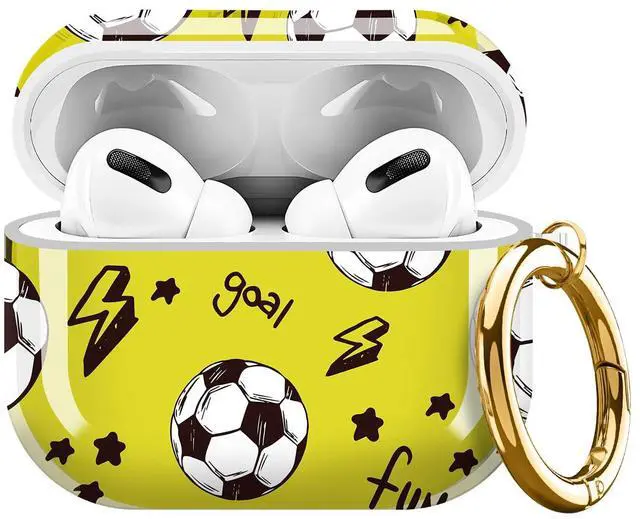 Main image of for Cute Airpods Pro 3 Case Clear, Soft TPU Air Pods Pro 3rd Generation Cover Protective Skin Girl Women with Gold Keychain for iPod Pro 3 Gen 2025 - Football Pattern