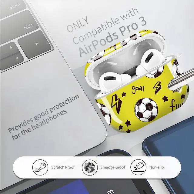 Alt view image 3 of 6 - for Cute Airpods Pro 3 Case Clear, Soft TPU Air Pods Pro 3rd Generation Cover Protective Skin Girl Women with Gold Keychain for iPod Pro 3 Gen 2025 - Football Pattern