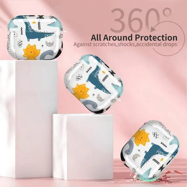Alt view image 6 of 6 - for Cute Airpods Pro 3 Case Clear, Soft TPU Air Pods Pro 3rd Generation Cover Protective Skin Girl Women with Gold Keychain for iPod Pro 3 Gen 2025 - Cartoon Dinosaurs