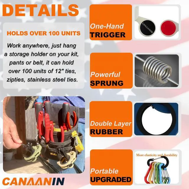 Alt view image 4 of 7 - Zip Tie Holder Cable Tie Holder Heavy-Duty Colored Upgraded for Tool Belt Organized Strong Efficient for Electrician Tool Storage Reusable Portable 8 Pack (Green)