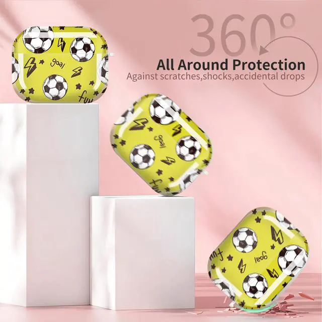 Alt view image 6 of 6 - for Cute Airpods Pro 3 Case Clear, Soft TPU Air Pods Pro 3rd Generation Cover Protective Skin Girl Women with Gold Keychain for iPod Pro 3 Gen 2025 - Football Pattern
