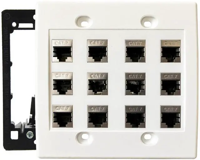 Main image of Cat7 Wall Plate - RJ45 Ethernet Wall Outlet, Female to Female Cat 7 Plate, for Network Setup - White (12 Port)