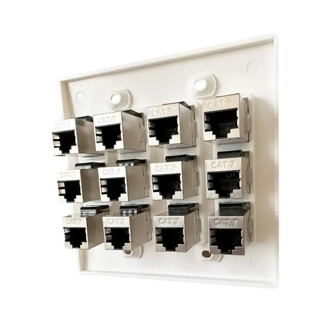 Alt view image 4 of 7 - Cat7 Wall Plate - RJ45 Ethernet Wall Outlet, Female to Female Cat 7 Plate, for Network Setup - White (12 Port)