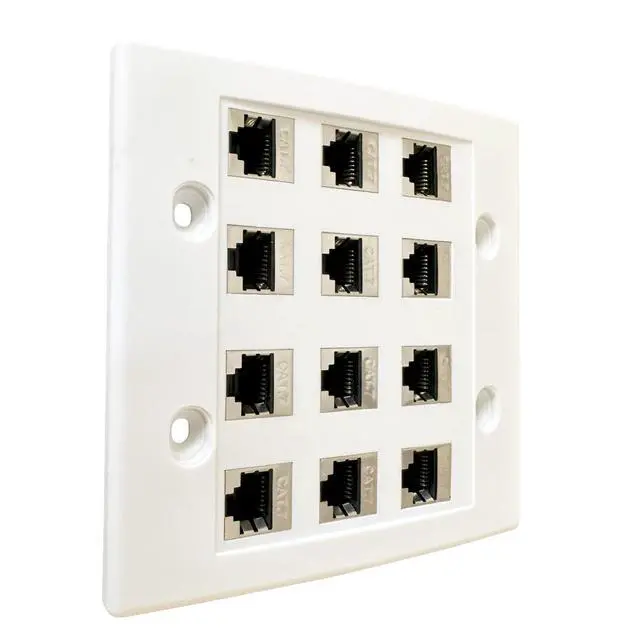 Alt view image 2 of 7 - Cat7 Wall Plate - RJ45 Ethernet Wall Outlet, Female to Female Cat 7 Plate, for Network Setup - White (12 Port)