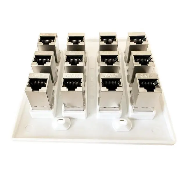 Alt view image 5 of 7 - Cat7 Wall Plate - RJ45 Ethernet Wall Outlet, Female to Female Cat 7 Plate, for Network Setup - White (12 Port)