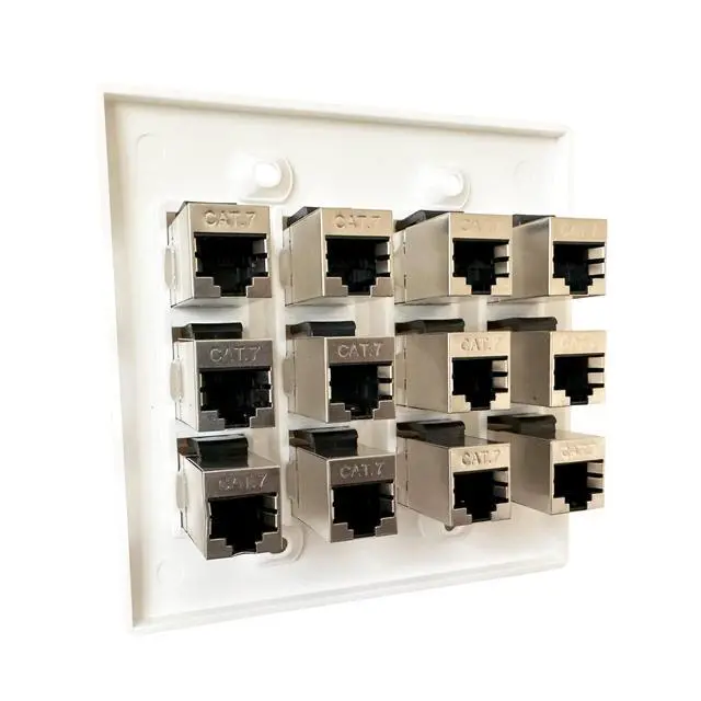 Alt view image 6 of 7 - Cat7 Wall Plate - RJ45 Ethernet Wall Outlet, Female to Female Cat 7 Plate, for Network Setup - White (12 Port)