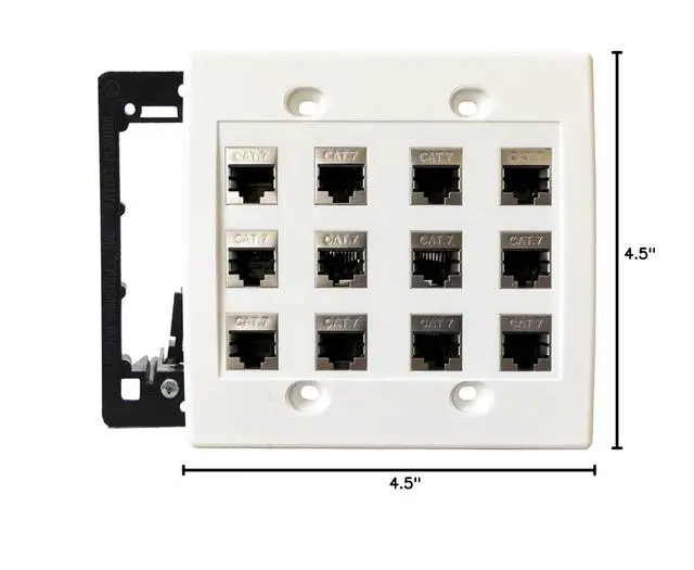 Alt view image 7 of 7 - Cat7 Wall Plate - RJ45 Ethernet Wall Outlet, Female to Female Cat 7 Plate, for Network Setup - White (12 Port)