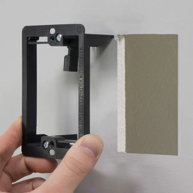 Alt view image 3 of 7 - Single Gang Brush Wall Plate with Low Voltage Bracket - 5 Pack | In-Wall Cable Management Passthrough Faceplate and Drywall Mounting Bracket Kit for HDMI, Coaxial, and Speaker Wire Setup