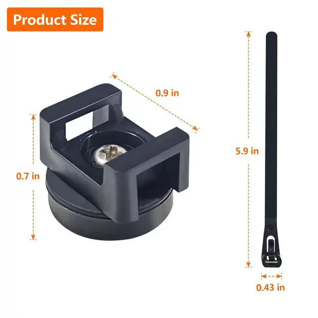 Alt view image 2 of 7 - 15pcs Magnetic Cable Zip Tie Base, Wire Cable Holder, Cable Ties Mount Wire Clips, Cable Management Base Organization, Multipurpose for Cable Wire Holder Clip (Black)