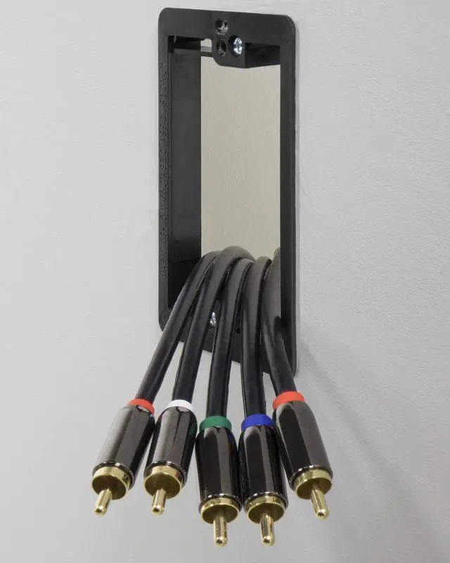 Alt view image 4 of 7 - Single Gang Brush Wall Plate with Low Voltage Bracket - 5 Pack | In-Wall Cable Management Passthrough Faceplate and Drywall Mounting Bracket Kit for HDMI, Coaxial, and Speaker Wire Setup