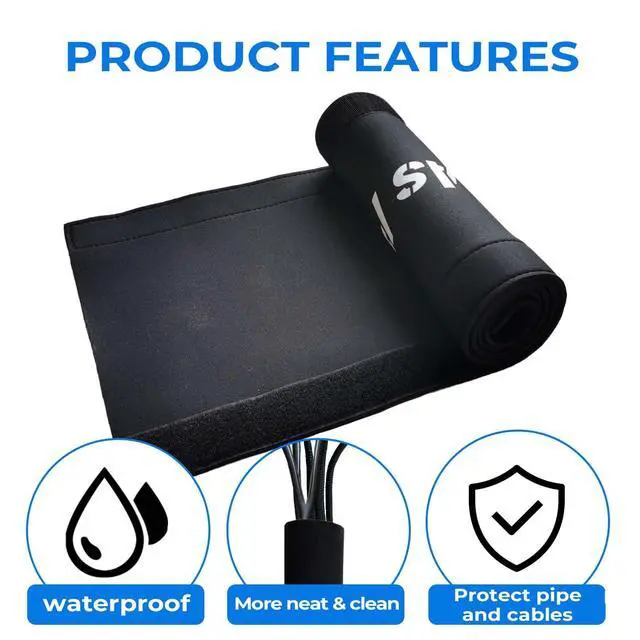 Alt view image 4 of 7 - Trolling Motor Cable Sleeve,38 * 10 Inch Engine Hose Cover,Engine Hose Cover for Trolling Motor Portable Boat Accessories (Black,10/38)