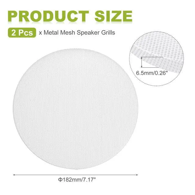Alt view image 2 of 6 - Universal 7 Inch Speaker Grills Cover Without Frame, White Metal Speaker Grills Mesh Subwoofer Mesh Cover Guard Protector for Car Home Audio, Pack of 2