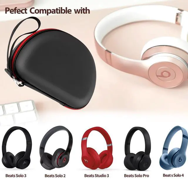 Alt view image 2 of 7 - Hard Shell Travel Case Compatible with Beats Studio Pro/Studio3/Solo4/Solo3/ Solo 2 Bluetooth On-Ear Headphones (Black)