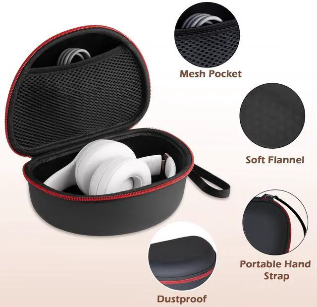 Alt view image 4 of 7 - Hard Shell Travel Case Compatible with Beats Studio Pro/Studio3/Solo4/Solo3/ Solo 2 Bluetooth On-Ear Headphones (Black)