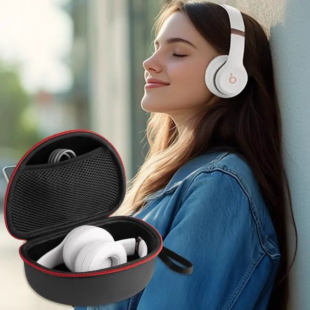 Alt view image 7 of 7 - Hard Shell Travel Case Compatible with Beats Studio Pro/Studio3/Solo4/Solo3/ Solo 2 Bluetooth On-Ear Headphones (Black)