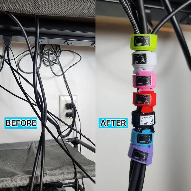 Alt view image 3 of 5 - CableLock Cable Ties - 50 Pack - 8 Inch Reusable Cord Organizers - Clean Cable Management for Gaming and Home Office (Blue)