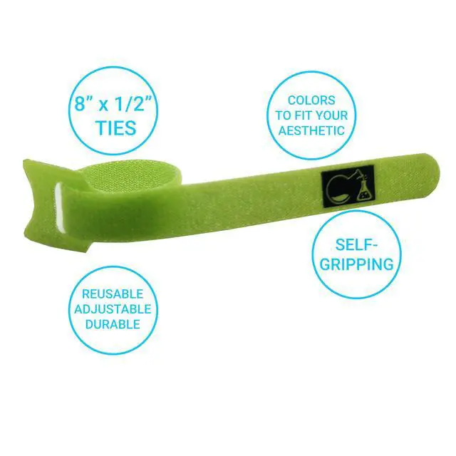 Alt view image 2 of 5 - CableLock Cable Ties - 50 Pack - 8 Inch Reusable Cord Organizers - Clean Cable Management for Gaming and Home Office (Green)