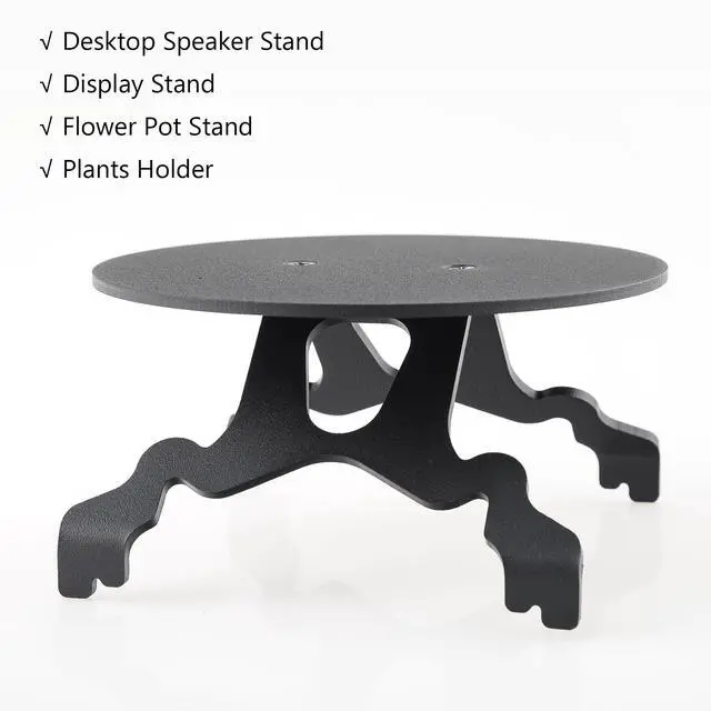Alt view image 3 of 6 - Multi-Functional Metal Stand for Desktop Black Sand Effect Speaker Desktop Speaker Mount Stands Mini Plant Holder (Round)