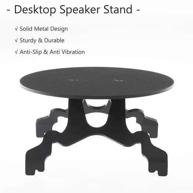 Alt view image 5 of 6 - Multi-Functional Metal Stand for Desktop Black Sand Effect Speaker Desktop Speaker Mount Stands Mini Plant Holder (Round)