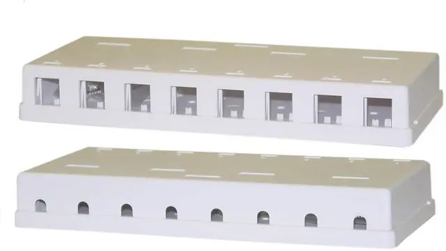 Main image of 8 Port Keystone Jack Surface Mount Box, White, Surface Mount Box for Networking, Home Theatre, Security/Surveillance