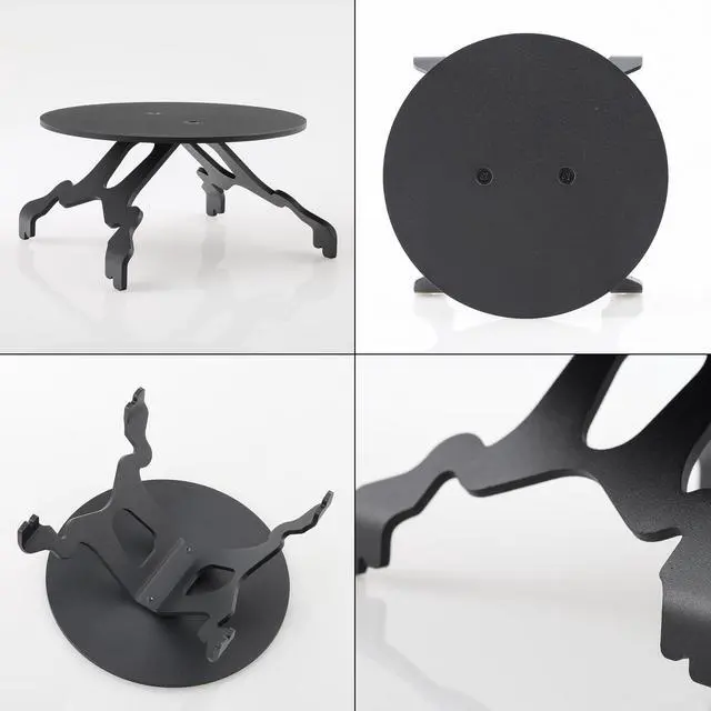 Alt view image 6 of 6 - Multi-Functional Metal Stand for Desktop Black Sand Effect Speaker Desktop Speaker Mount Stands Mini Plant Holder (Round)