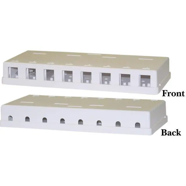 Alt view image 2 of 2 - 8 Port Keystone Jack Surface Mount Box, White, Surface Mount Box for Networking, Home Theatre, Security/Surveillance