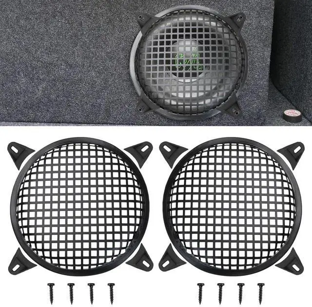 Main image of 8" Speaker Grill Cover: Car Audio Speaker Grill Cover, Subwoofer Metal Mesh-Waffle Grill Cover Protector with Rubber Frame(Pack of 2)