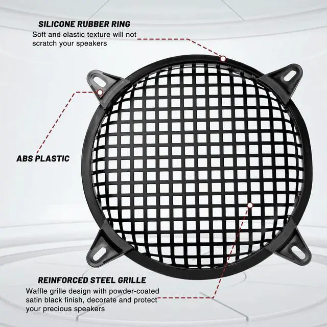 Alt view image 3 of 7 - 8" Speaker Grill Cover: Car Audio Speaker Grill Cover, Subwoofer Metal Mesh-Waffle Grill Cover Protector with Rubber Frame(Pack of 2)
