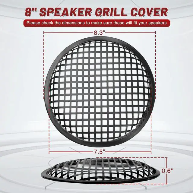 Alt view image 4 of 7 - 8" Speaker Grill Cover: Car Audio Speaker Grill Cover, Subwoofer Metal Mesh-Waffle Grill Cover Protector with Rubber Frame(Pack of 2)