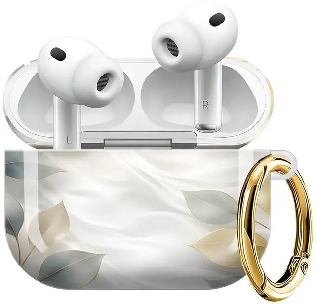 Main image of Compatible with AirPod Pro 3 Case (2025), Shockproof Dustproof Protective Cover with Cute Golden Keychain for Women & Girls - Golden Leaves