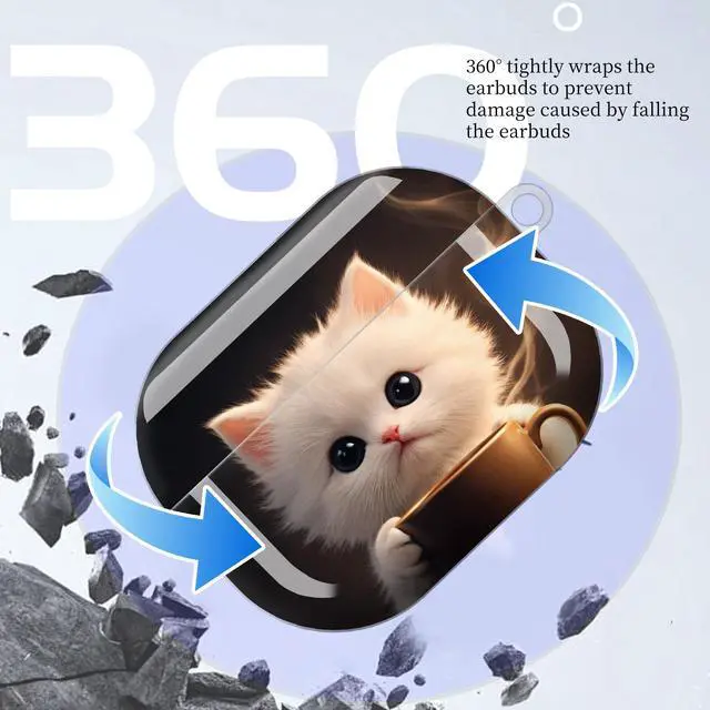 Alt view image 5 of 7 - Compatible with AirPod Pro 3 Case (2025), Shockproof Dustproof Protective Cover with Cute Golden Keychain for Women & Girls - Cute Cat Coffee Cup