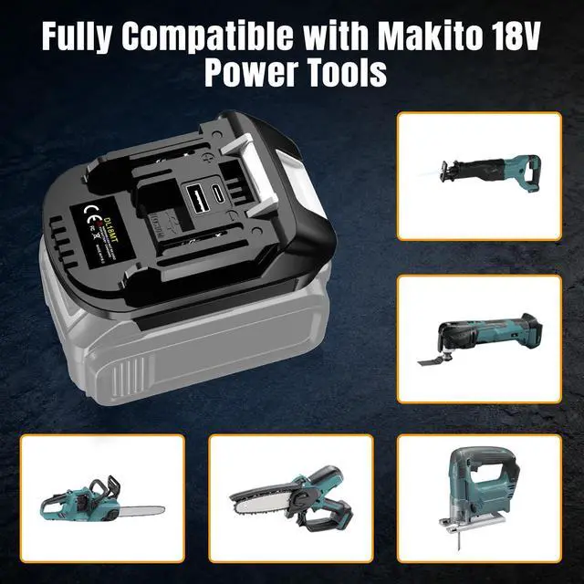 Alt view image 4 of 7 - DM18M Battery Adapter for Milwaukee M18 18V & for Dewalt 20V MAX to for Makita 18V LXT BL1830 BL1840 BL1850 BL1860 Cordless Tools, with USB & Type-C Fast Charging Port, Plug and Play Battery Converter