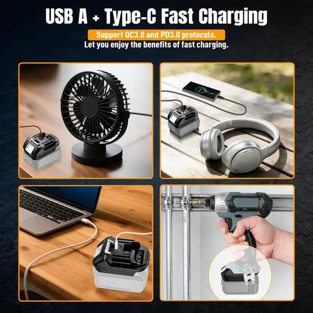 Alt view image 5 of 7 - DM18M Battery Adapter for Milwaukee M18 18V & for Dewalt 20V MAX to for Makita 18V LXT BL1830 BL1840 BL1850 BL1860 Cordless Tools, with USB & Type-C Fast Charging Port, Plug and Play Battery Converter