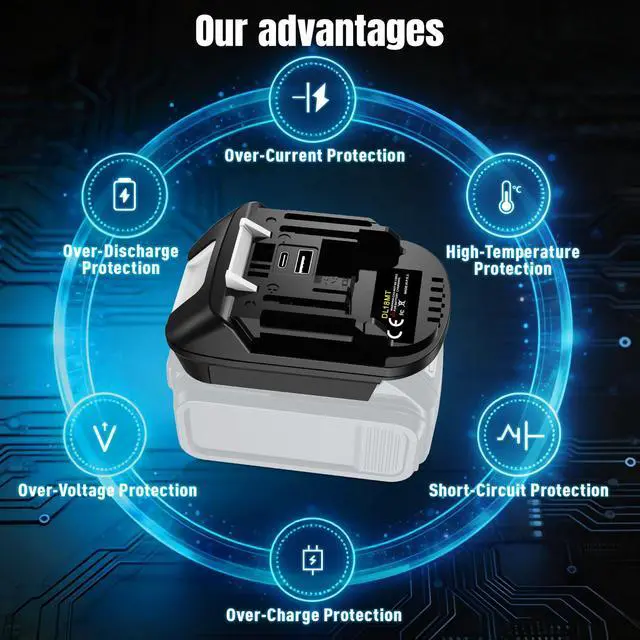 Alt view image 7 of 7 - DM18M Battery Adapter for Milwaukee M18 18V & for Dewalt 20V MAX to for Makita 18V LXT BL1830 BL1840 BL1850 BL1860 Cordless Tools, with USB & Type-C Fast Charging Port, Plug and Play Battery Converter