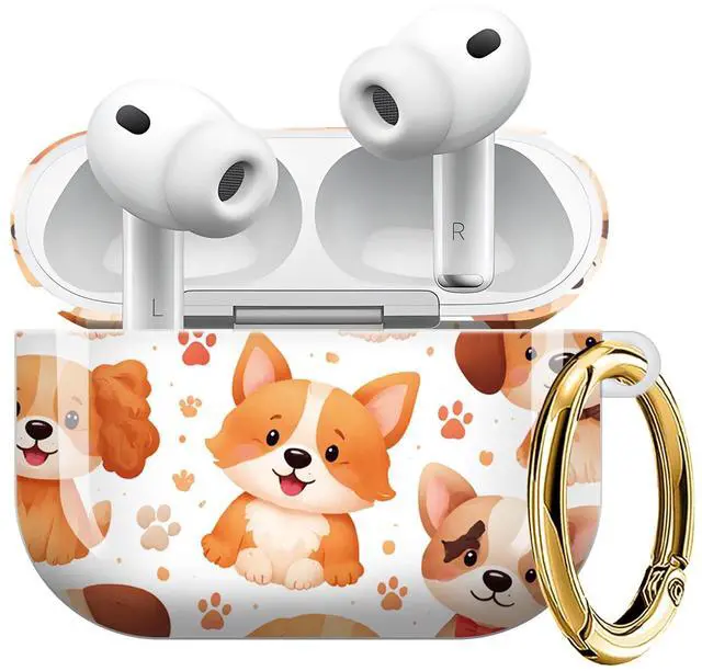 Main image of Compatible with AirPod Pro 3 Case (2025), Shockproof Dustproof Protective Cover with Cute Golden Keychain for Women & Girls - Cute Dogs Bones Paws Hearts